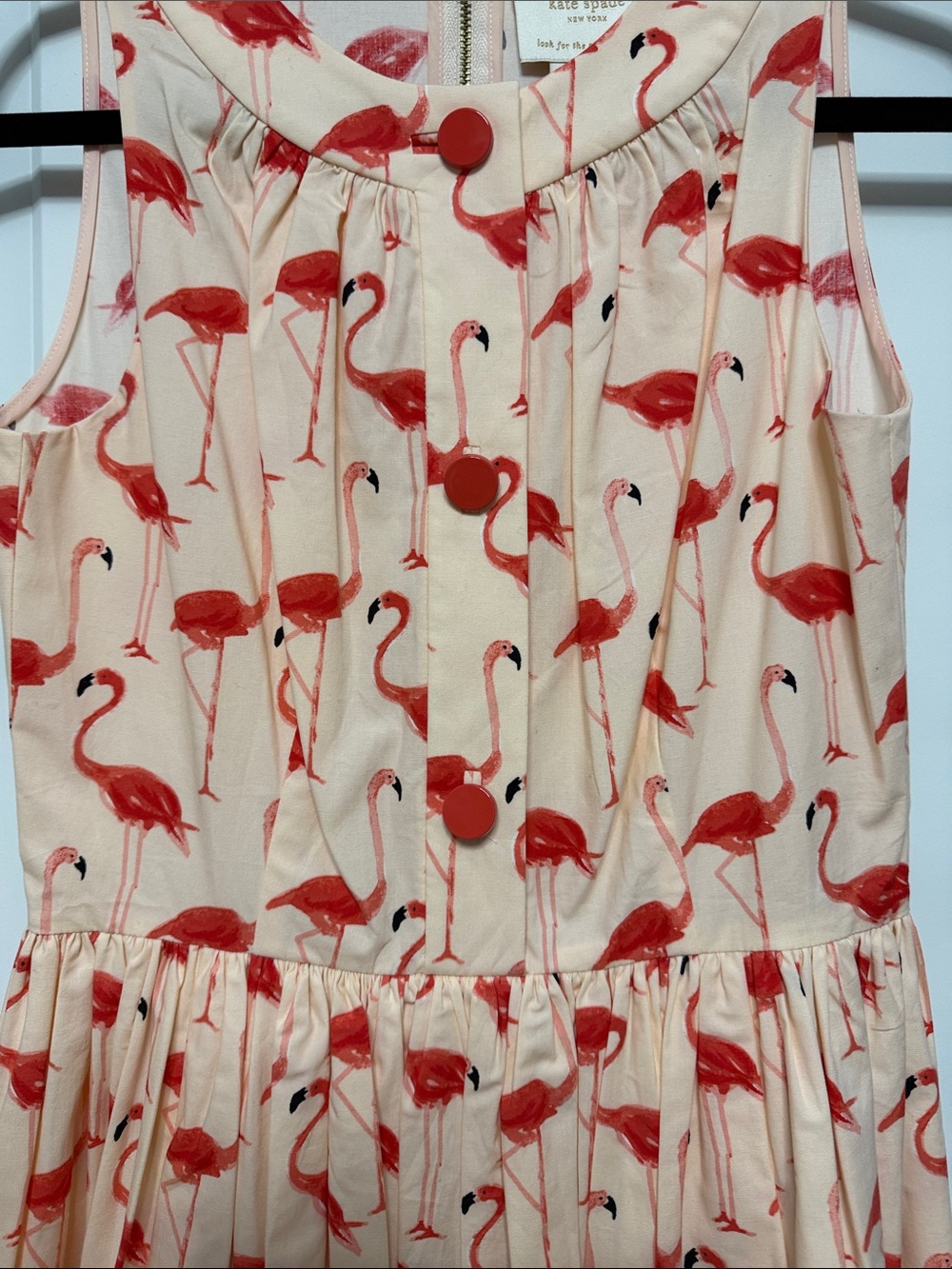 kate spade Pink Flamingo Print Sleeveless Fit-and-Flare Dress 🦩☀️💕 - Picture 4 of 11